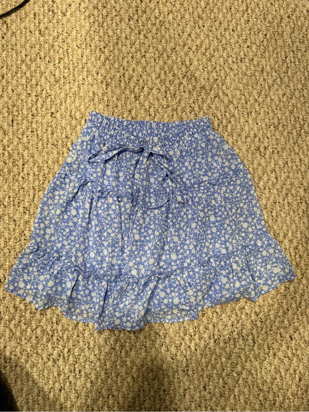 Sienna Sky Light Blue Floral Ruffle Skater Skirt
